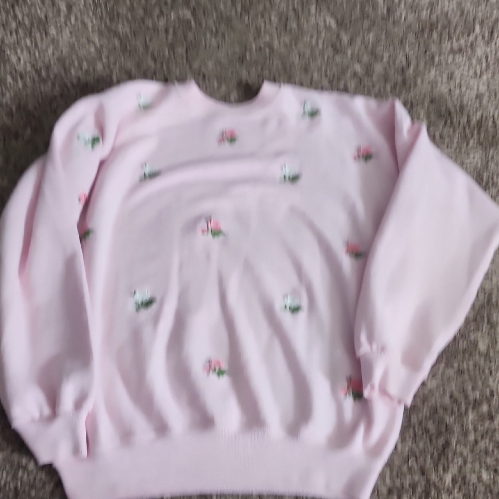 Hanes Pink Floral Crew Neck Sweater